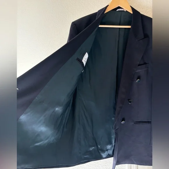 Luigi Cardini 100% Merino Wool Sport Coat Blazer 44R Blue Luxury Made in Italy - Picture 5 of 13